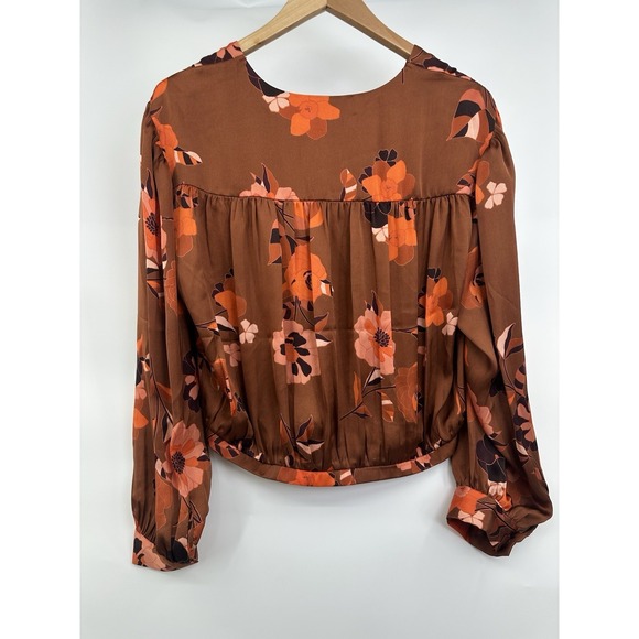 DR2 Daniel Rainn Ladies Size XL Orange  Floral Button Up Tie Front Blouse Classy - Picture 6 of 11